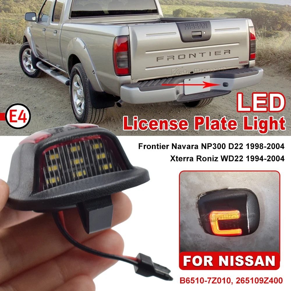 2Pcs White Red LED License Number Plate Lights For Nissan Xterra(Roniz) WD22 for Nissan Frontier Navara/NP300/ D22 1998-2004