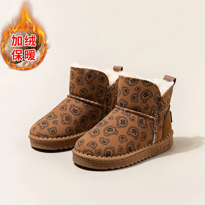 

Kids Fashion Snow Boots Boys Girls Plush Keep Warm Cotton Boots Winter Children Outdoors Casual Non-slip Platform Shoes