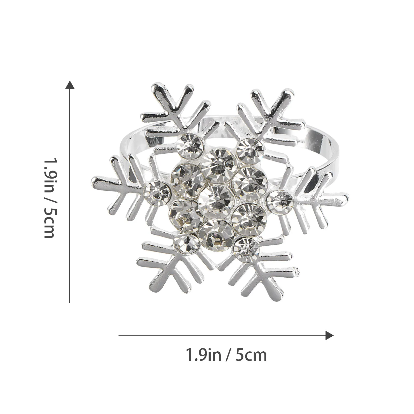 6Pcs Christmas Napkin Rings Silver Snowflake Rhinestone Decorative Table Setting for Party Dinning Decor Christmas Napkin Ring