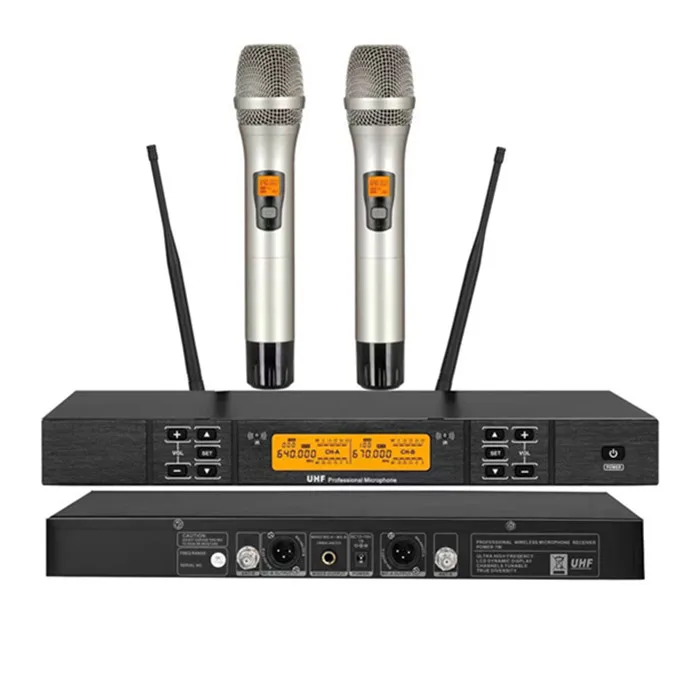 

640-690 МГц P810 сценическое певец церковь караоке двухканальный UHF сценический беспроводной аудио беспроводной микрофон караоке микрофон