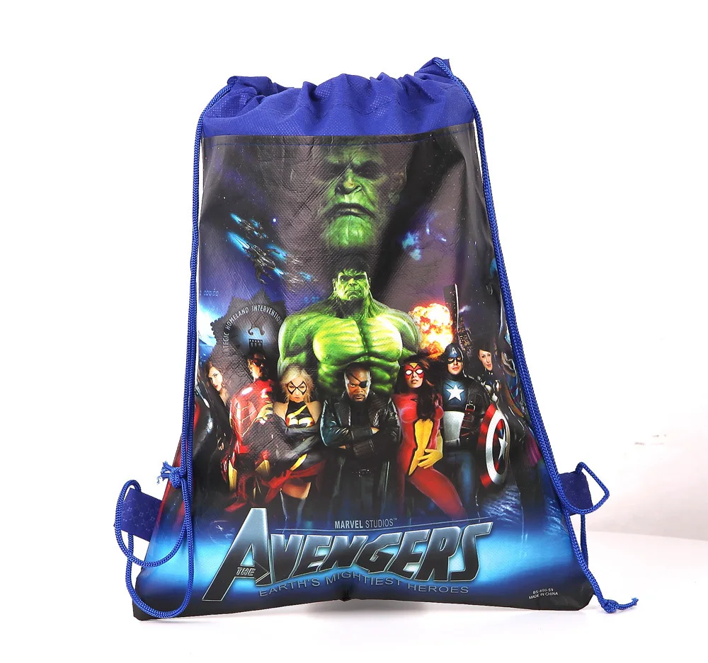 1/4/12PCS Non-woven Marvel series Avengers Drawstring Gift Bags Kids Girls Boys Birthday Party Decorations Backpack Storage Bag