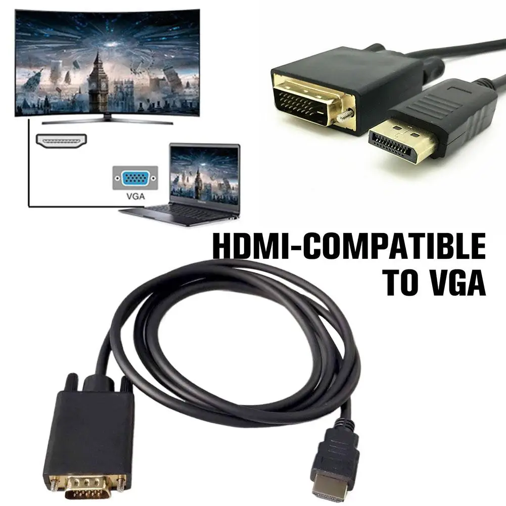 4K DP To VGA 2.0 Compatible Cable 4K60Hz To HD Adapter Display Port Video Audio For PC TV Projector Laptop