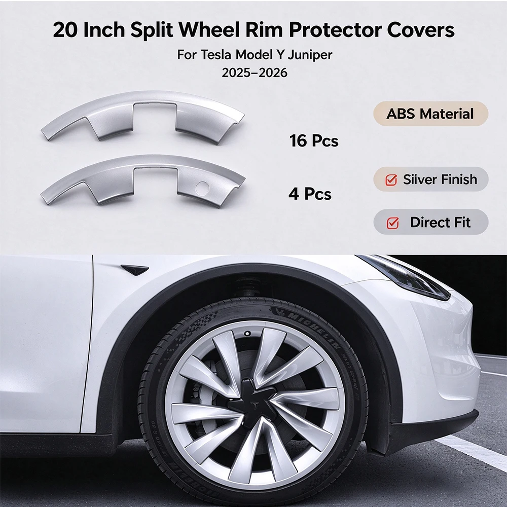 20 Inch Split Wheel Rim Protector ABS Trim Caps For Tesla Model Y Juniper 25-26 Anti Scratch Exterior Modification Accessories