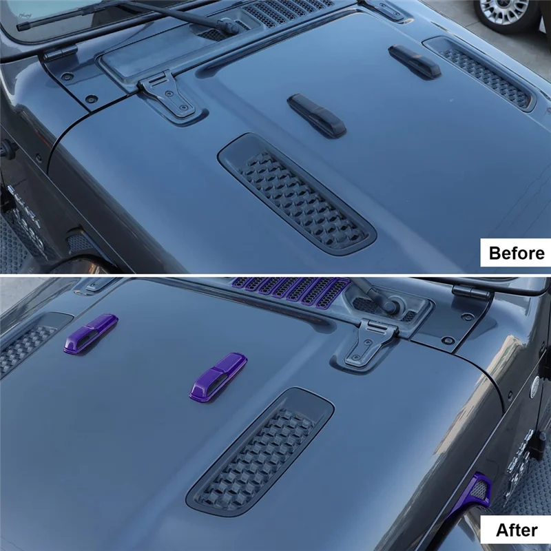 

Для Jeep Wrangler JL Gladiator JT 2018-2024 Вентиляционные отверстия капота и петля капота двигателя и боковая накладка на выходе переменного тока