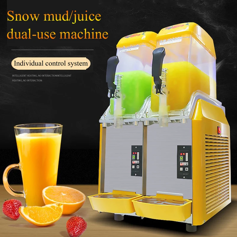 Double Tanks Slush Machine 12L*2 Snow Melting Machine Granizing Machine Cold Drinking Dispenser Stainless Steel