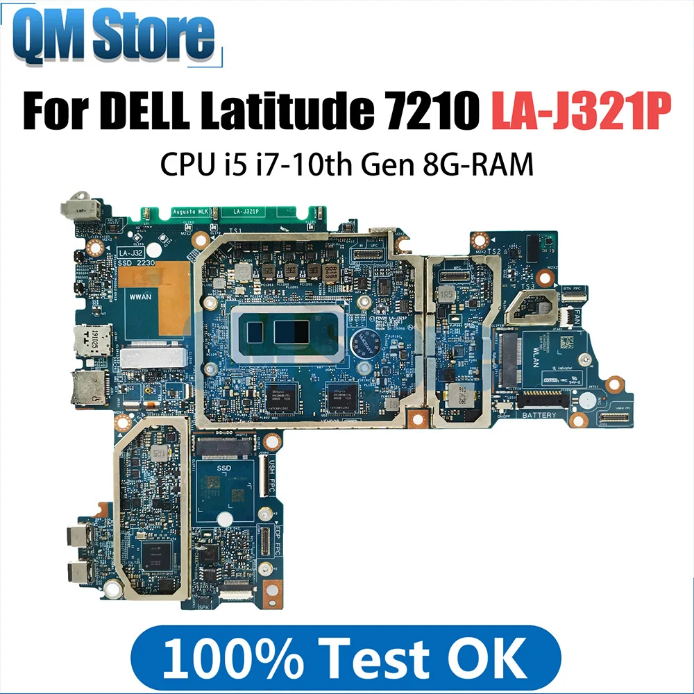 

LA-J321P Motherboard For Dell Latitude 7210 Laptop Mainboard 0CTKYT 09XR7X With i5-10310U i7-10610U CPU 8GB RAM