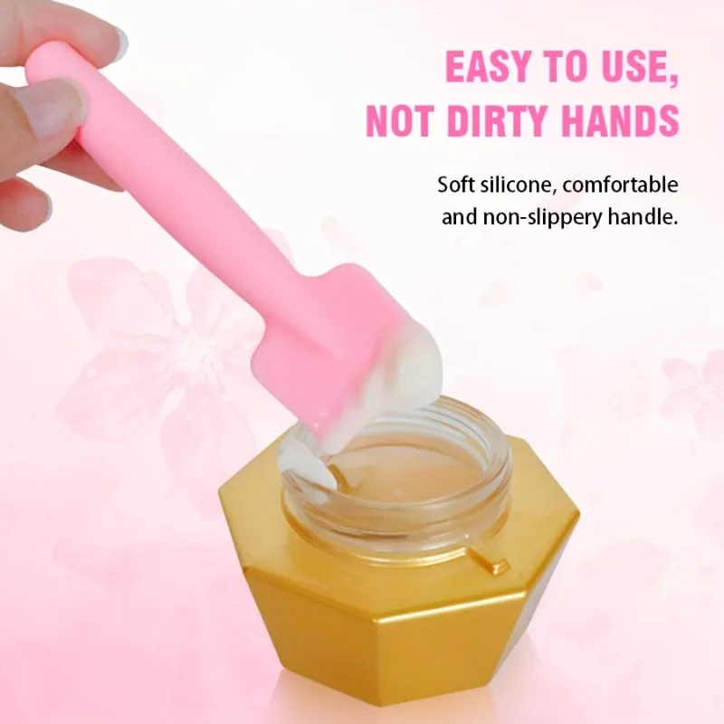 3 قطع من فرشاة قناع الوجه المصنوعة من السيليكون الوردي مع تصميم من نوع مجرفة الملعقة لتطبيق متساوي للبشرة الحساسة للوجه ​   أداة العناية بالبشرة