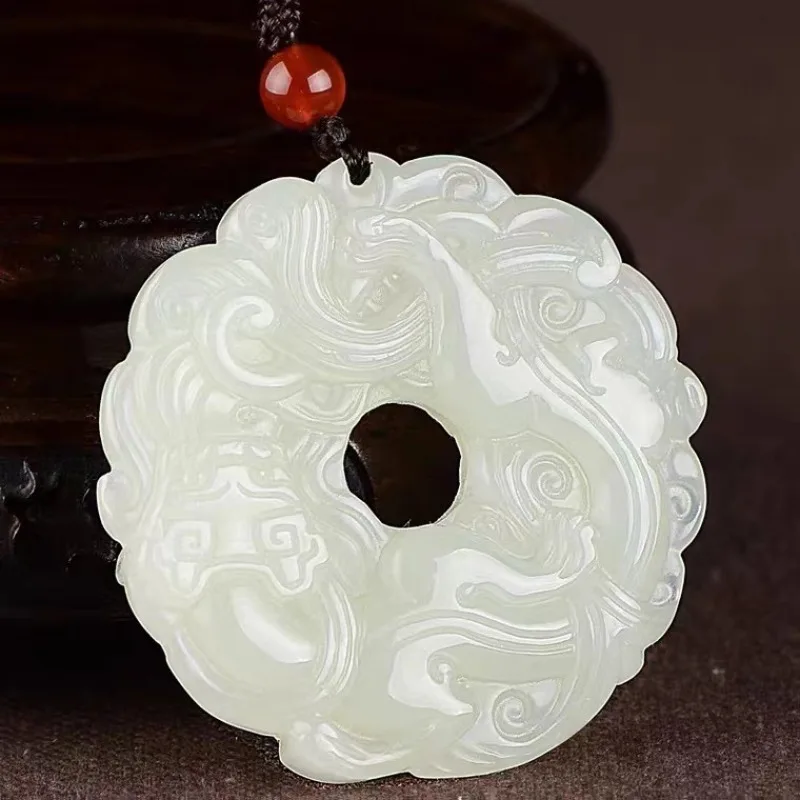 

Pixiu Hetian Jade Pendant Natural Jade Safety Buckle Pendant Archaic Style Jade Pendant for Men and Women Gifts