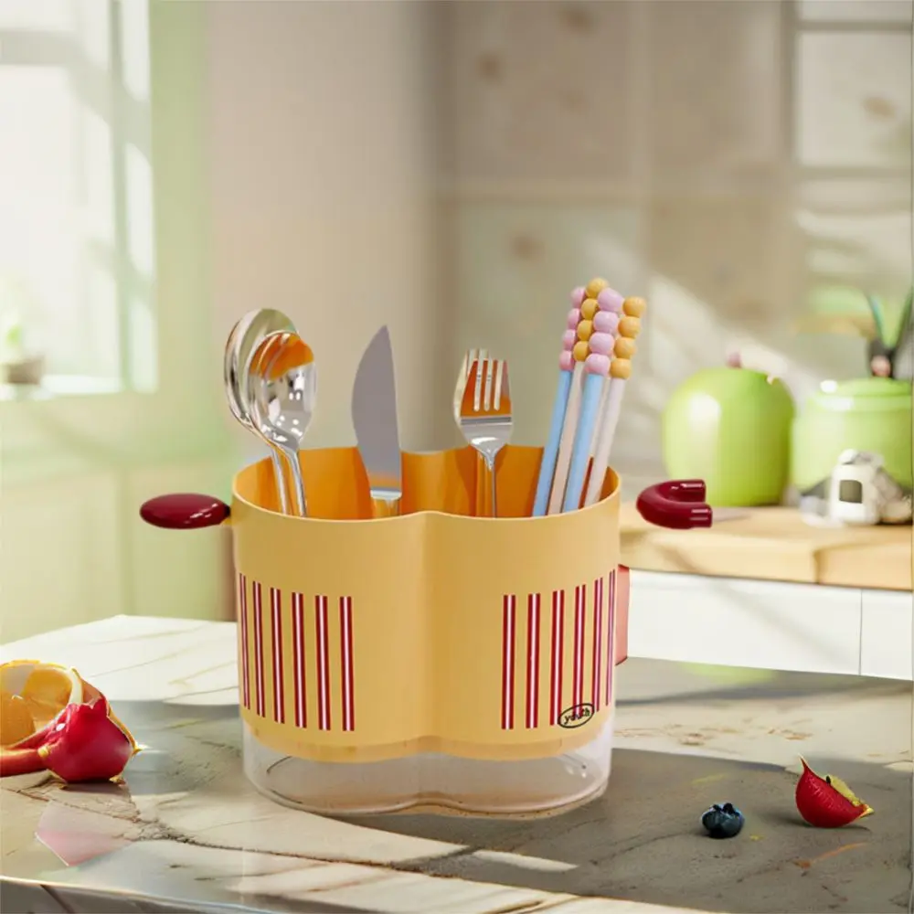 

Plastic 2 Grids Chopstick Cage Large Capacity Detachable Tableware Drain Storage Box Drainable with Handle Cutlery Drying Basket