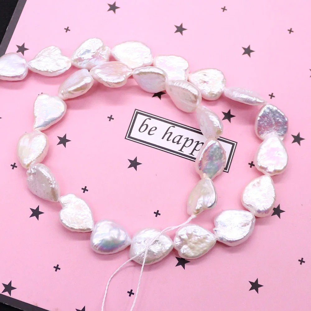 

Heart Shape Natural Freshwater Pearl Straight Hole Bead White Baroque Pearl Loose Bead Woman Necklace Bracelet Accessory 1strand