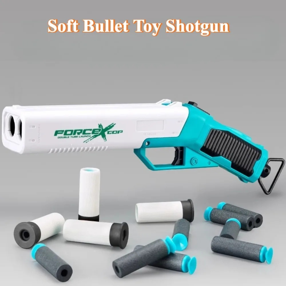 Palline morbide in EVA a doppio canna Giocattolo Fucile Shell Lancio di tiro manuale Lanciatore Regalo di compleanno di Natale per bambini