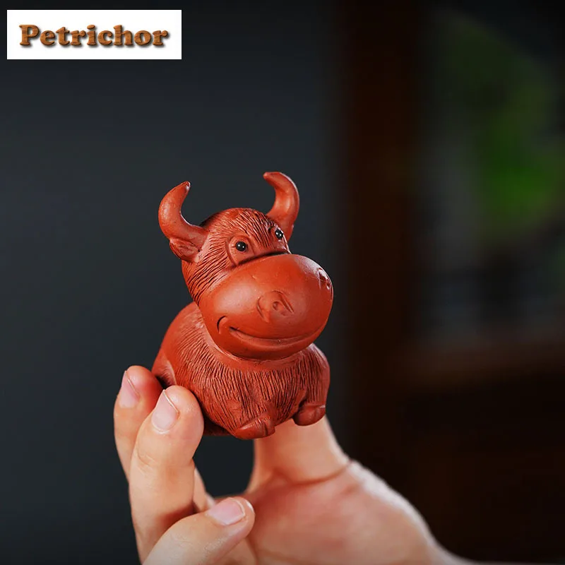 

Yixing Zisha Small Cute Cow Tea Pet Japanese Tea Games Tea Figurine Play Toys Tea Statue Ornaments Can Be Raised Accessories