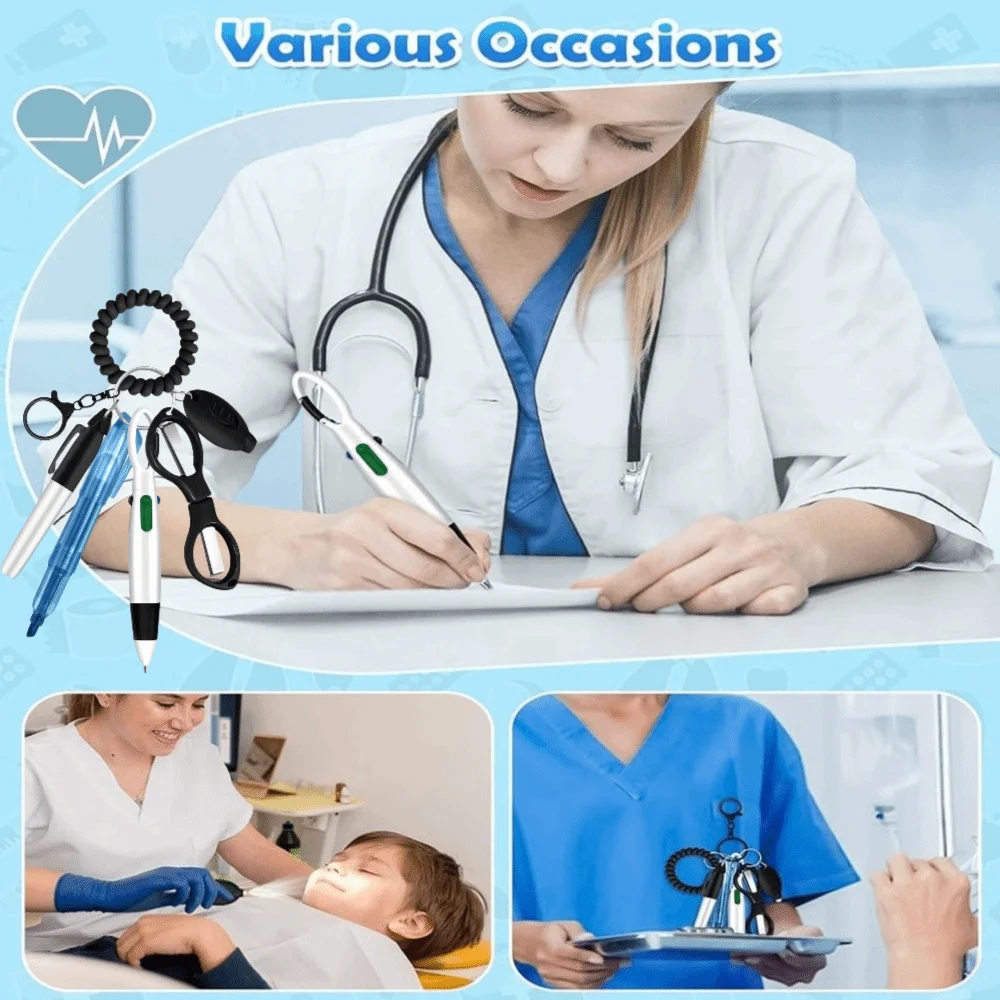 New Portable Nurse Pen Pack Lanyard Keychain Durable Nurse Badge Set Retractable ID Badge Reels Nurse Badge Clip Accessory Gift