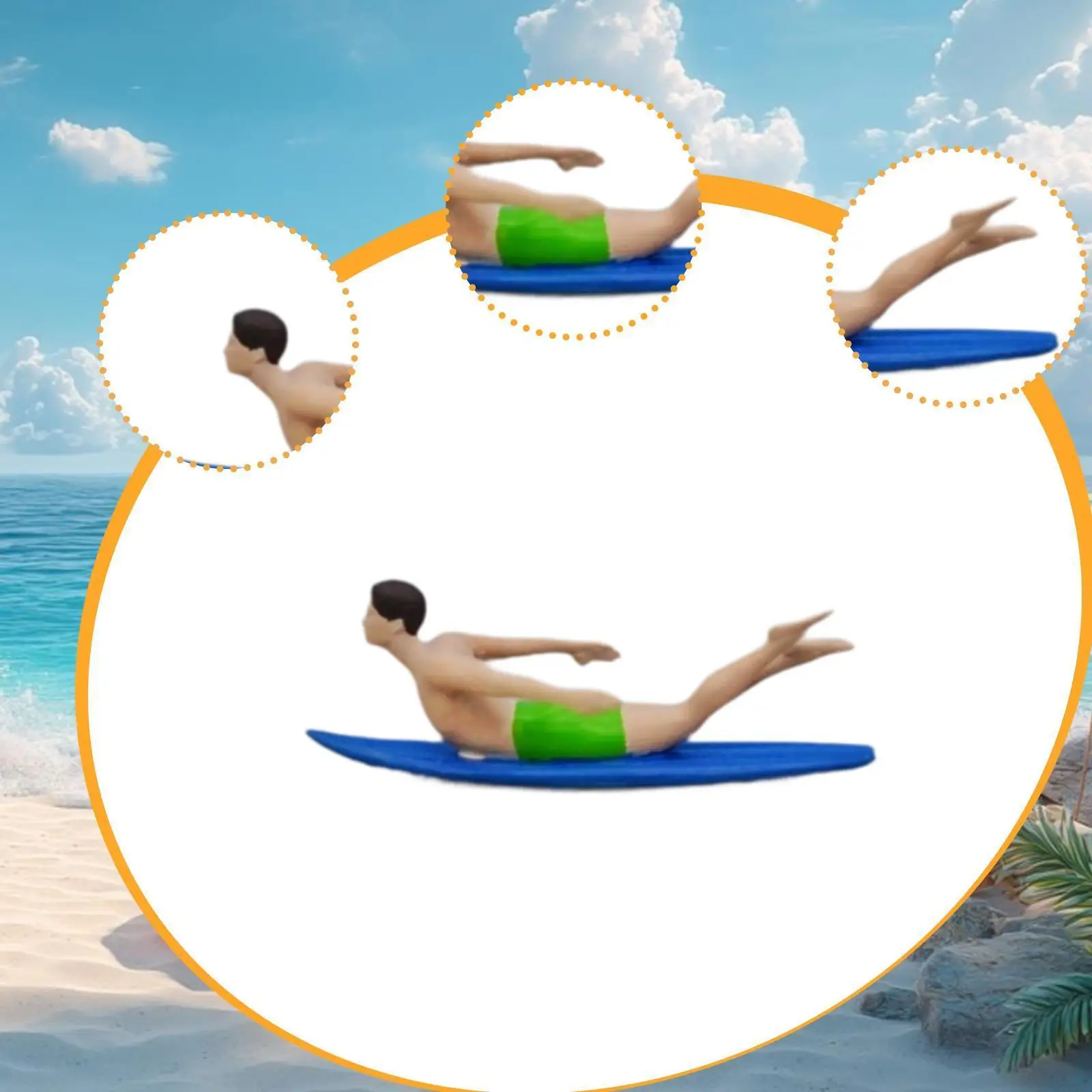 1:64 schaal miniatuur surffiguur kust sportthema miniatuur beeldje