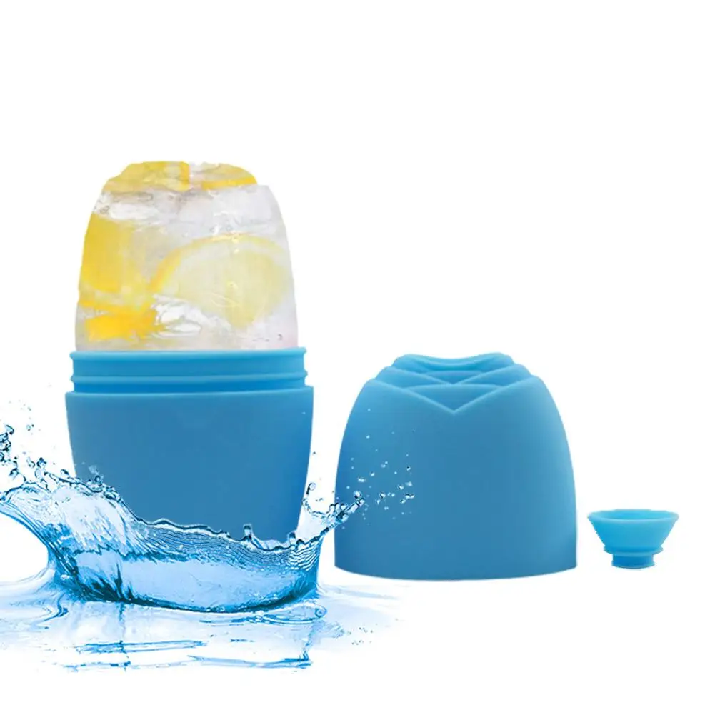 ローズアイスローラーマッサージスキンケアリフティング輪郭ツール、パフデパフシリコンキューブアイストレイボールバッグアイアイス、d4p9