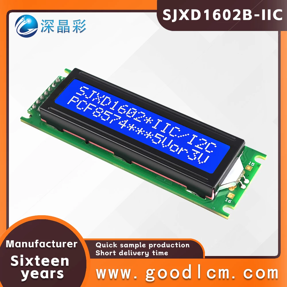 Russian language LCD 1602 screen module SJXD1602B-IIC STN Blue Negative I2C/IC adapter board 16X2 character dot matrix screen