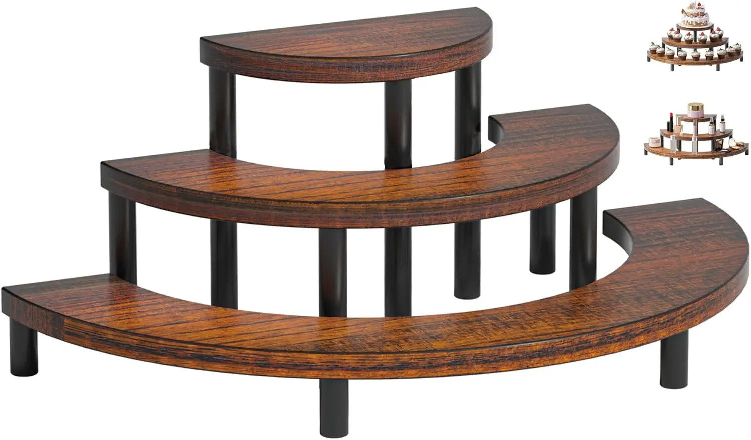 

3 Tier Wooden Cupcake Stand, Rustic Display for Desserts & Perfumes, Party Decor