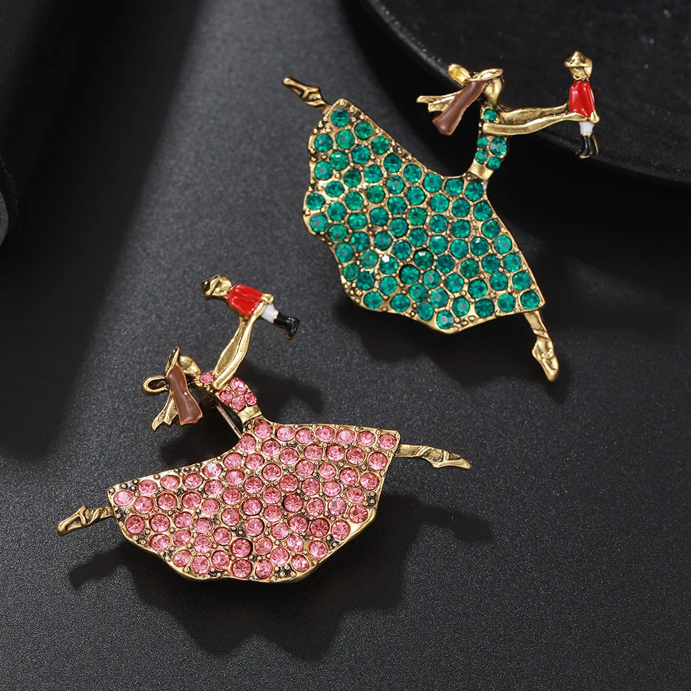 Dancing Girl Jumping Fashion Manufacturer Diamond Pin Water Diamond Brooch---