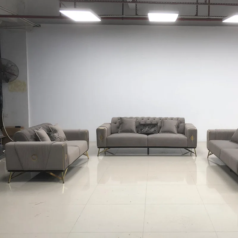 

Italian minimalist sofa light luxury living room villa large apartment fabric straight row sofa combination furniture
