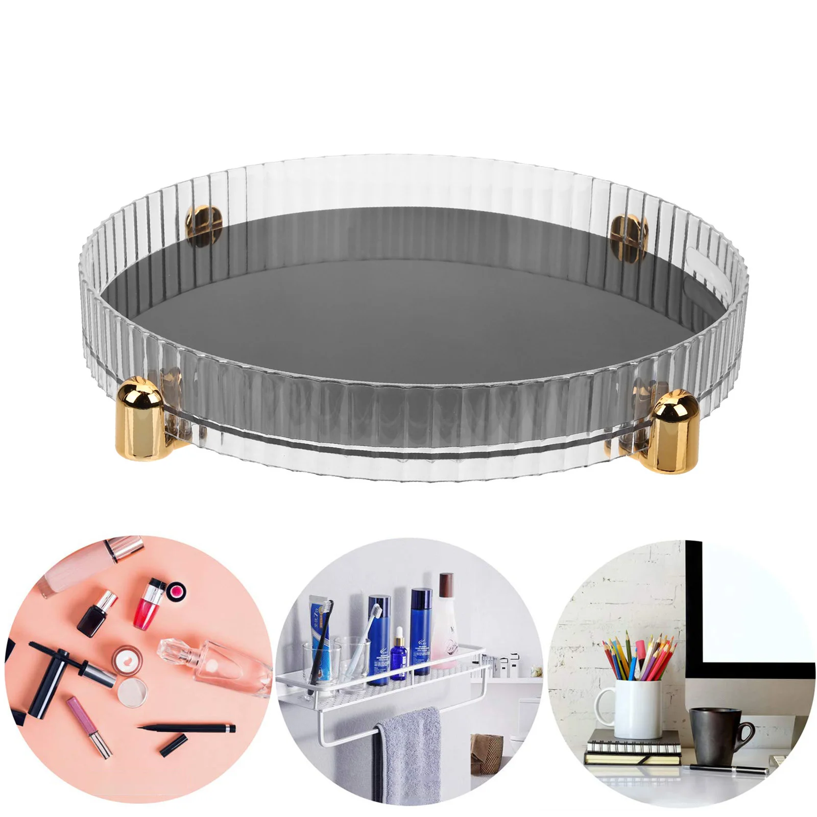 360도 회전 화장품 정리 트레이, 화장품, 스킨케어, 향수병, 용기, 로션, 원형 회전식 수납 데스크탑