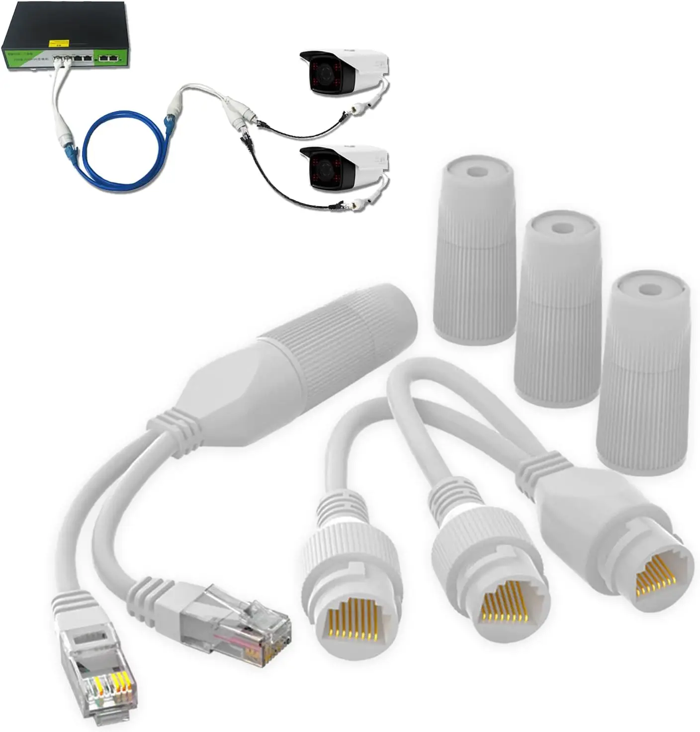 Combinador y Divisor POE, Realmente Plug and Play. Perfectamente diseñado para usar con cámaras PoE. Admite dos cámaras
