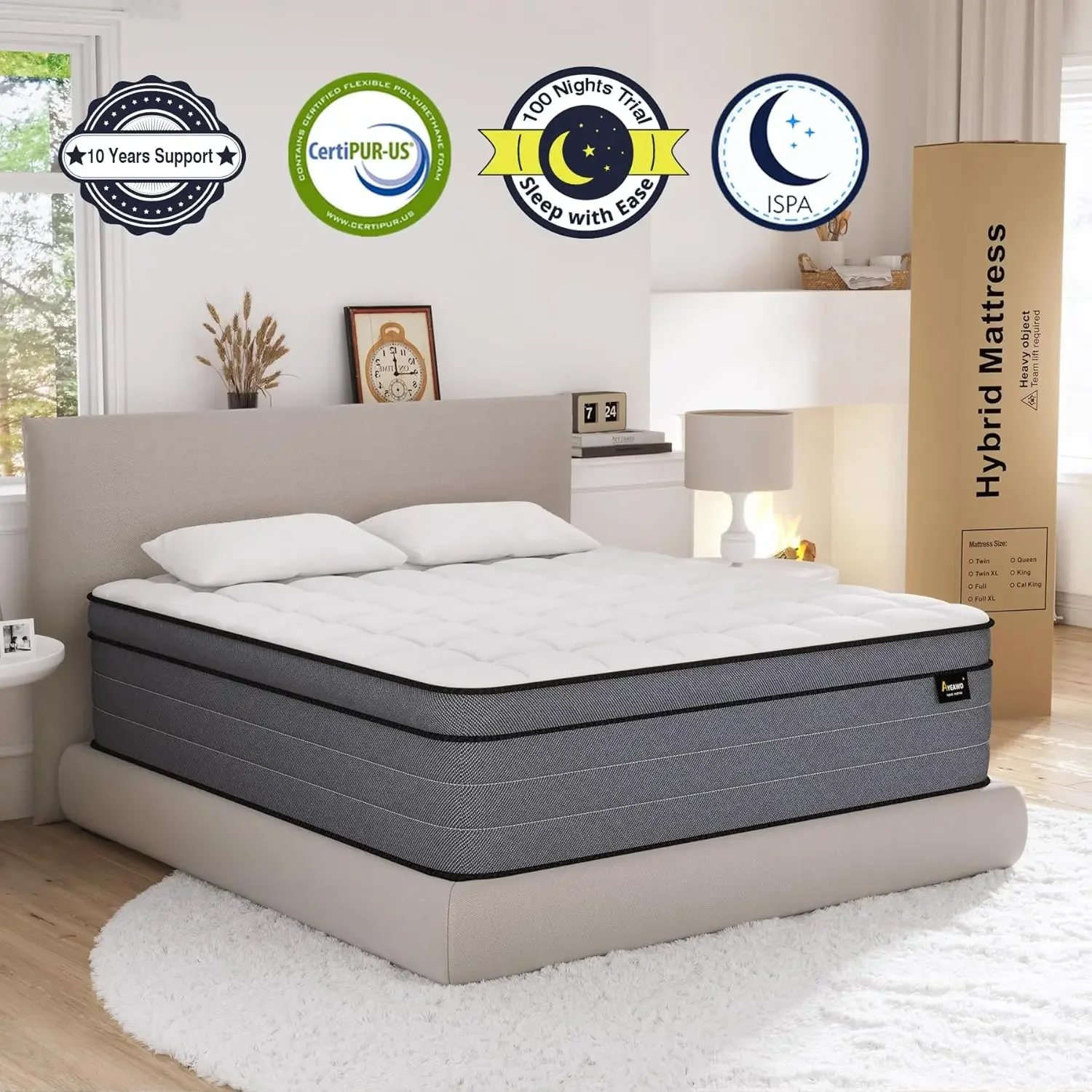 Gel Memory Foam and Pocket Springs, King Mattress in a Box, Pressure Relief & Upgraded Support, Breathable & Cooling Farbic image 6