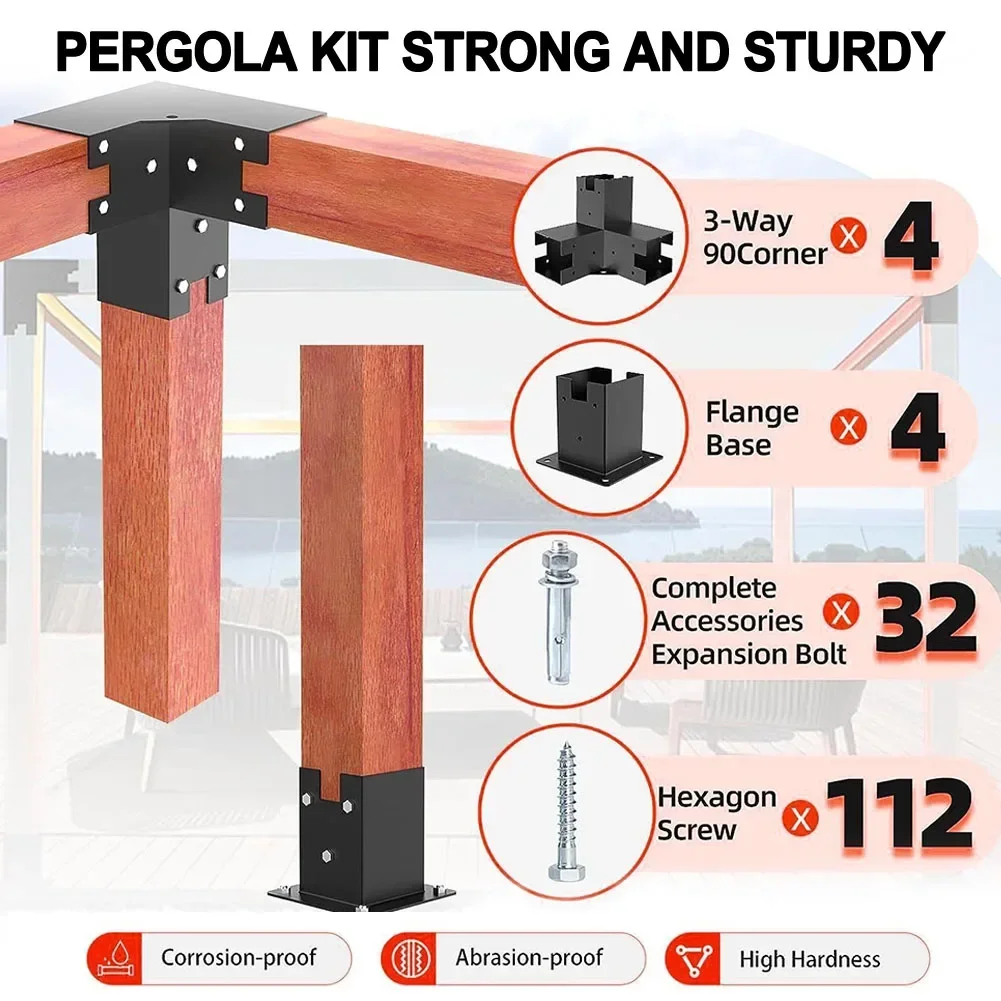 Pergola Beugel Verticale Hoek Hoek Houtwerk DIY Post Voor Tuinhuisjes Paviljoen Beugel Hek Kolom Basis