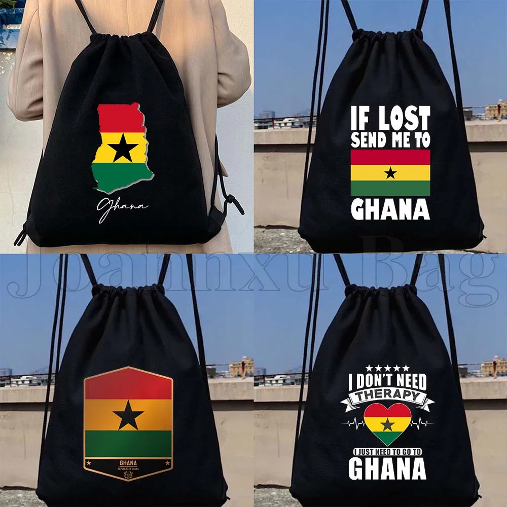 

Ghana Country Map Flag Heart Ghanaian Girl Gift Durable Canvas Drawstring Bag Soccer Backpack Workout Sackpack Cotton String Bag