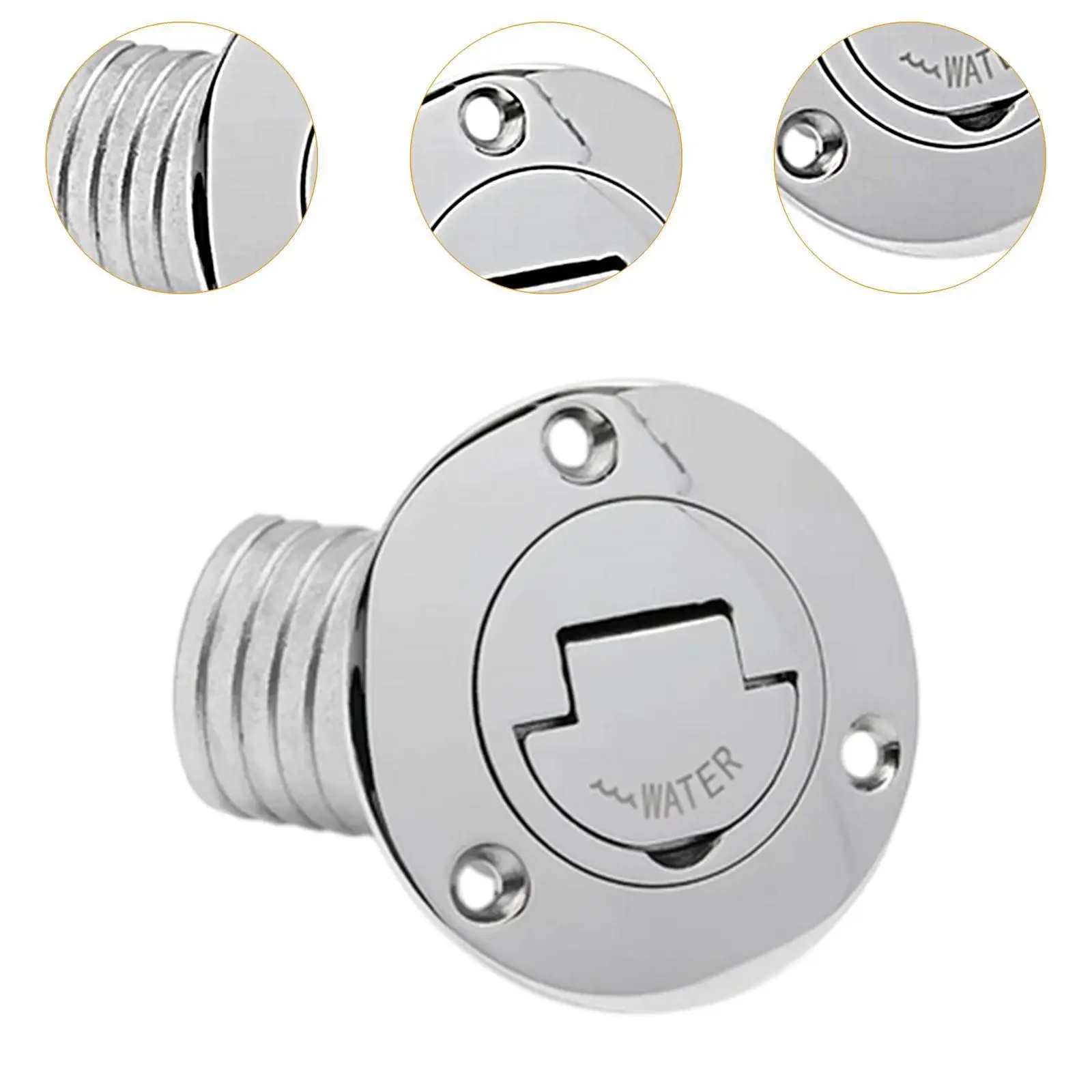 

Boat Deck Filler Cap Stainless Steel Marine Fuel Water Hose Plug for Yacht Ship RV Tractor Trailer