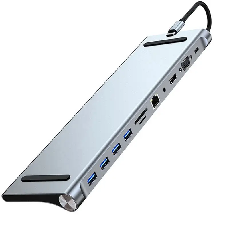 

11 In 1 Type C Dock USB Hub 3.0 Splitter Multiport Adapter 4K -Compatible RJ45 SD/TF VGA PD Audio Laptop Stand-AEF7