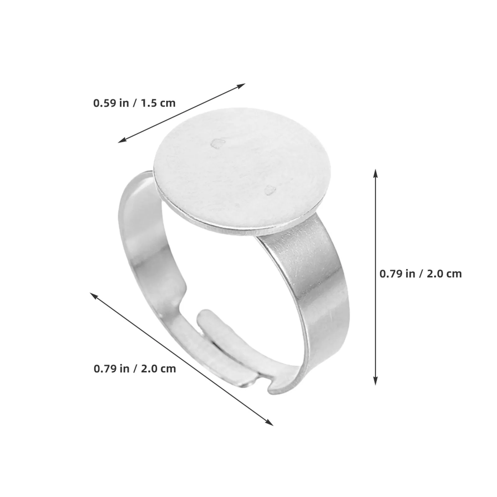 

50 Pcs Stainless Steel Bezel Tray Base For Resin Jewelry Blanks Making Adjustable Finger Rings Components Ring Bezels 12mm