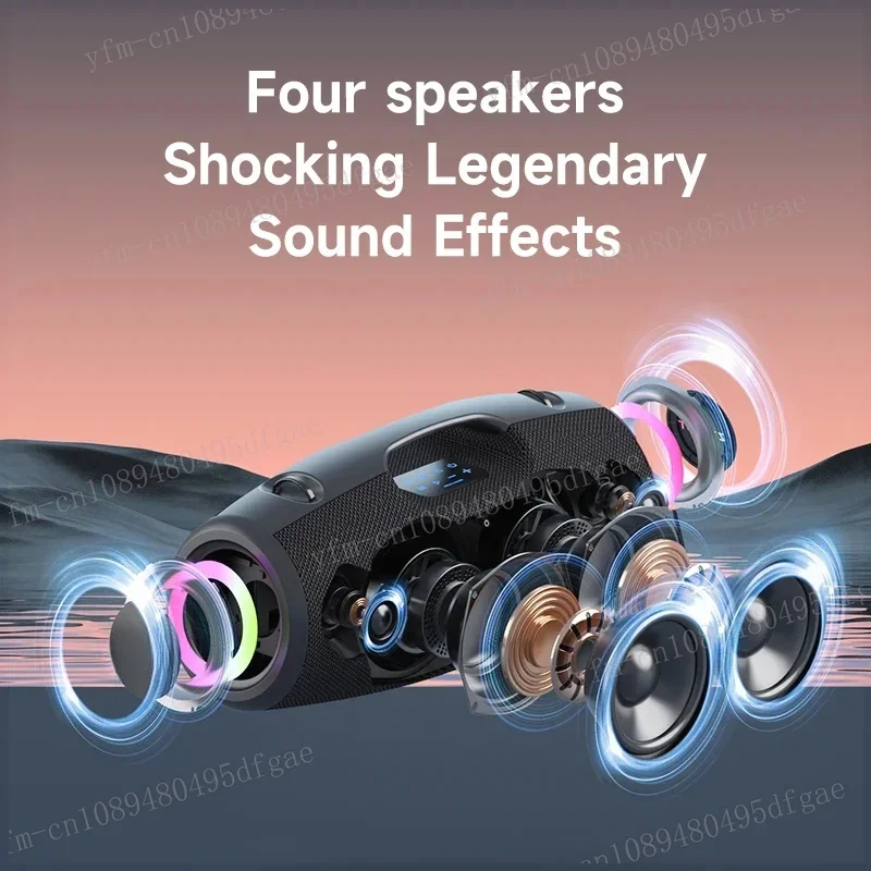 100W Portable Outdoor Speaker IPX7 Waterproof Wireless Speakers with RGB Lights, Rich Bass Stereo Sound 12H Playtime