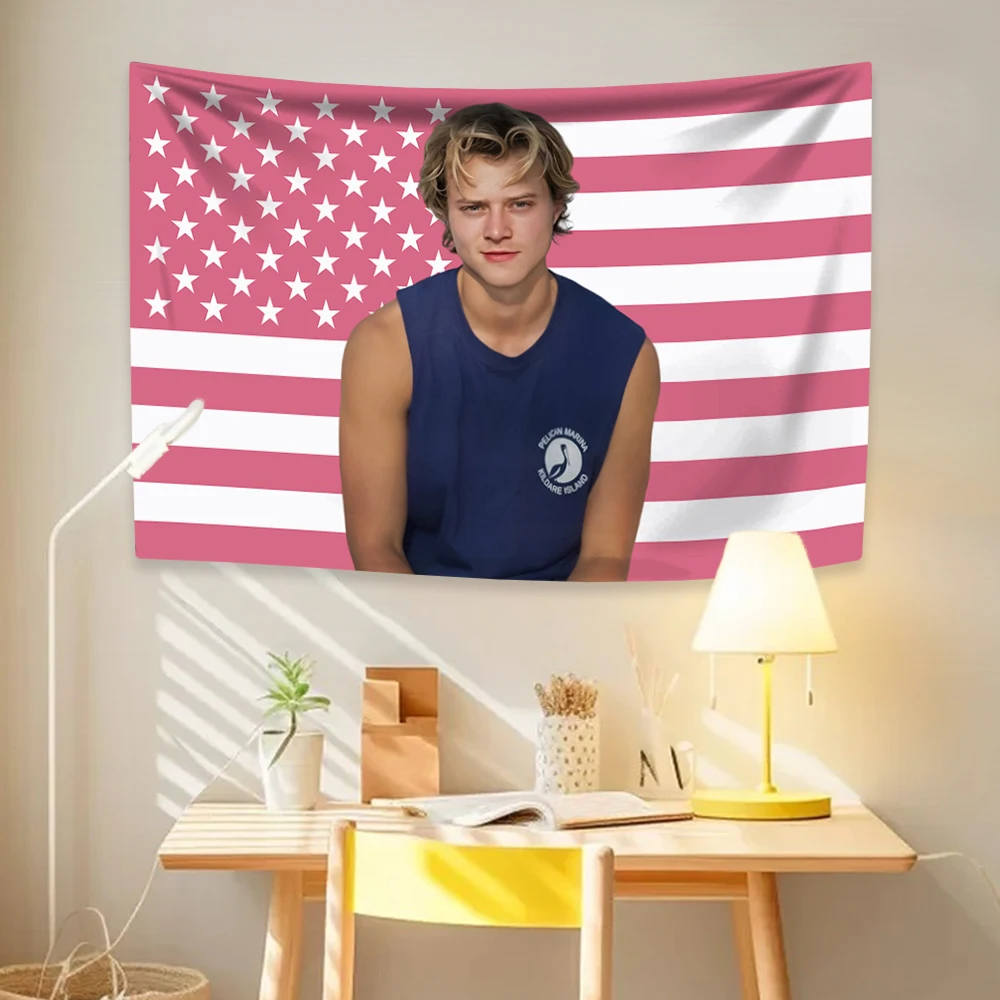 JJ Outerbanks نسيج Maybank العلم الأمريكي الجمالية ديكور المنزل الجدار الشنق غرفة نوم النوم خلفية راية غرفة ديكور #2