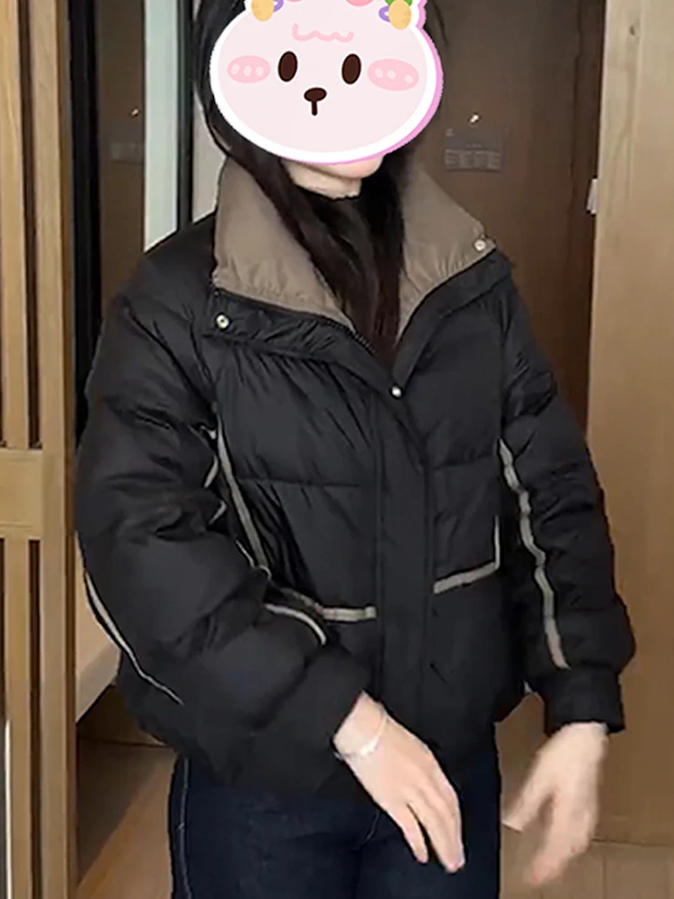 

Модная повседневная хлопковая куртка в корейском стиле, ретро-дизайн, универсальная модель, с воротником-стойкой, теплая хлопковая верхняя одежда