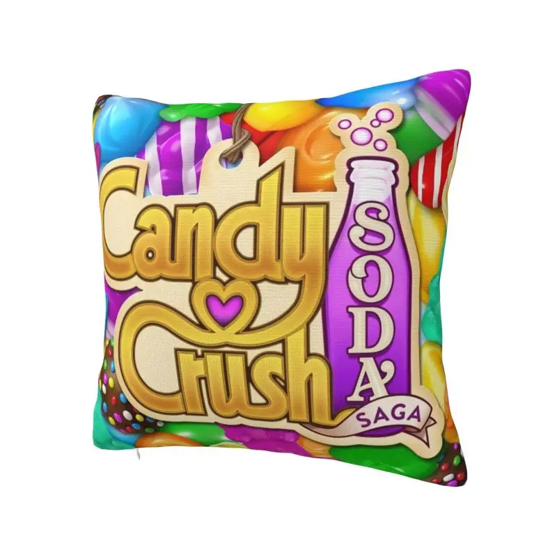 Custom Candy Crush Saga Video Game Colorful Square Pillowcover Home Decor Cushions Throw Pillow for Car Double-sided Printing