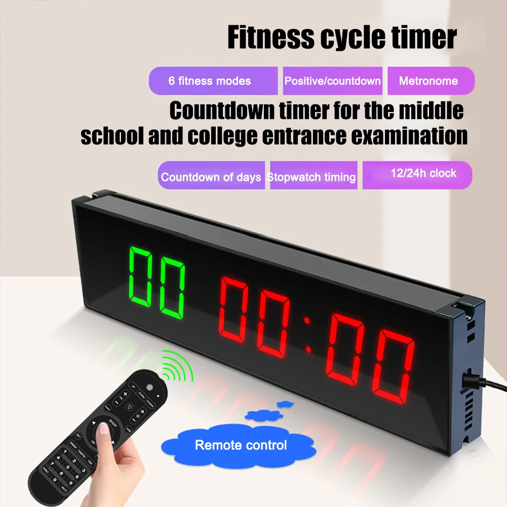 

LED Digital Countdown Clock Type-C Plug-in Digital Timer Wall Mounted Aluminum Alloy with Adhesive Hook for Competition Training