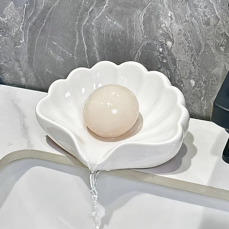 Nordic style shell-shaped soap tray - Bathroom soap storage box - Multi-functional cosmetics and jewelry organizing tray