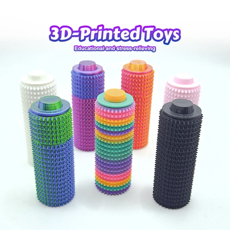 Clicker Tactile Spikes Sensory Roller Fidget Toy for Anxiety Stress Relief Pain Stimming Autism Over Stimulation with Lanyard