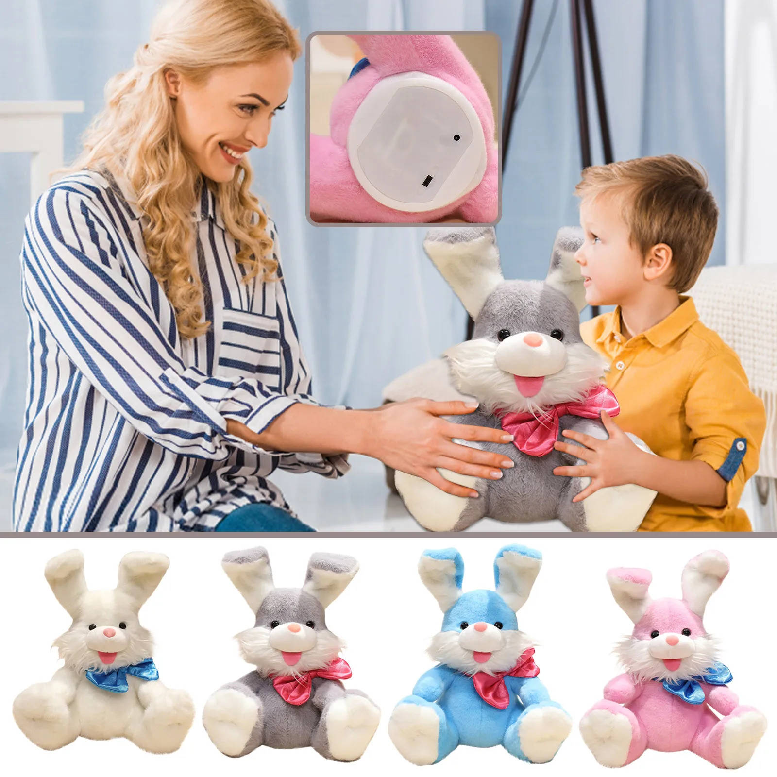 Bunny Stuffed Animal Children Songs & Lullabies Peek-A Toy Repeats What You Say Talking Toys For 0-6 6-12 Months 1-3 4+ Year Old