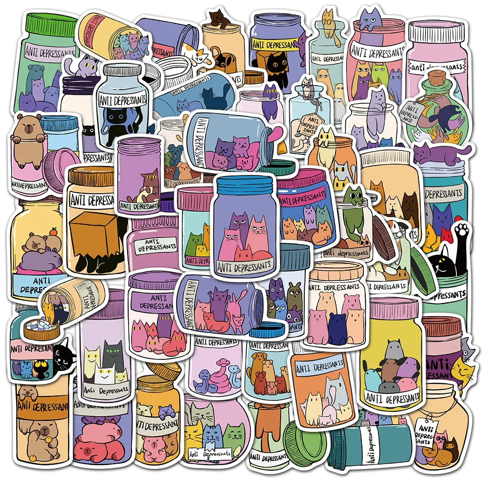 

10/50PCS Cute cat Sticker Fridge Guitar Laptop Motorcycle Luggage Laptop Phone Guitar Decoration Scrapbook Kawaii Stickers Gif