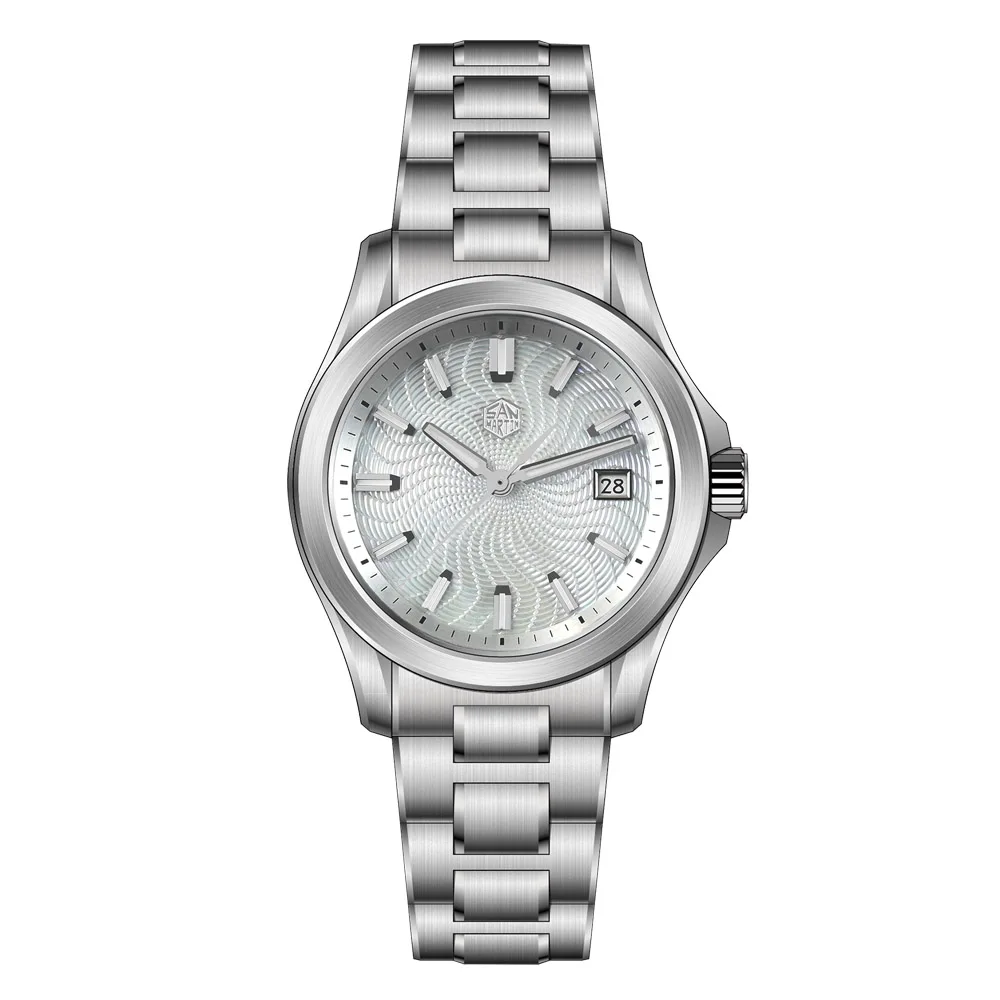 San Martin officiële 39 mm Guilloche MOP-wijzerplaat Gada-horloge Miyota 9015 luxe automatische mechanische herenhorloges 10 ATM reloj SN0150