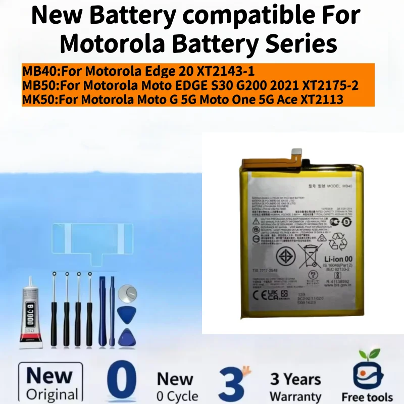 Batería nueva compatible con Motorola Moto Edge 20 XT2143-1/EDGE S30 G200 / Moto G 5G Moto One 5G Ace + herramientas gratuitas