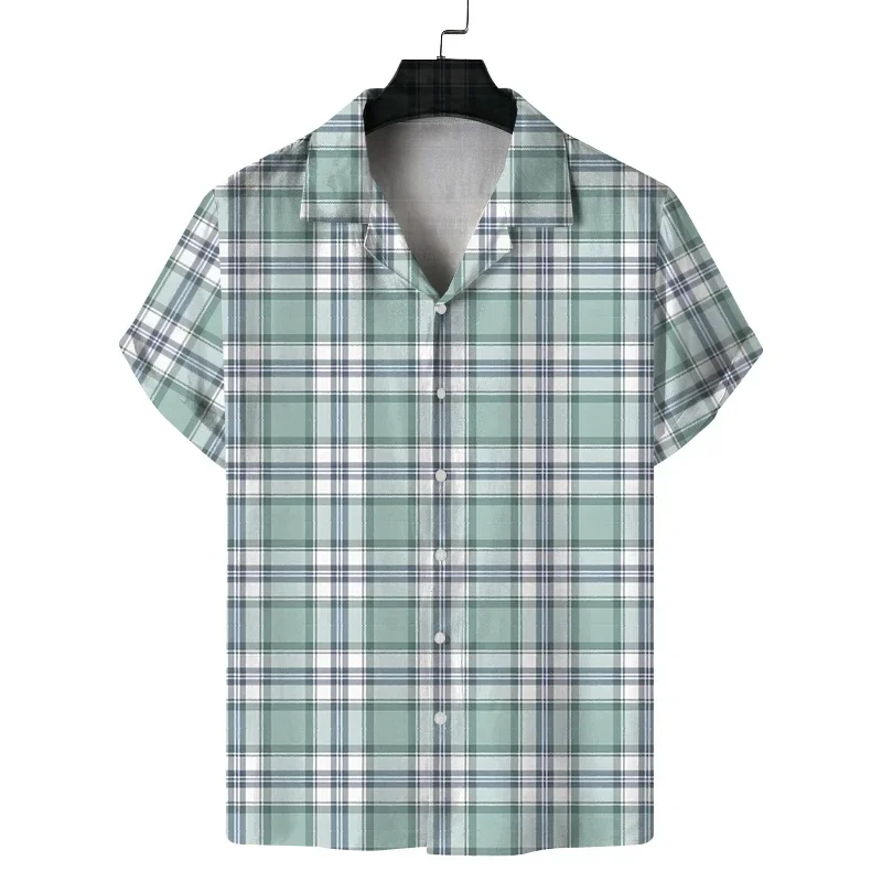 

New Summer Shirt Men's Short-sleeved Plaid Design Casual Commuting Fashion All-match Personality Breathable Daily