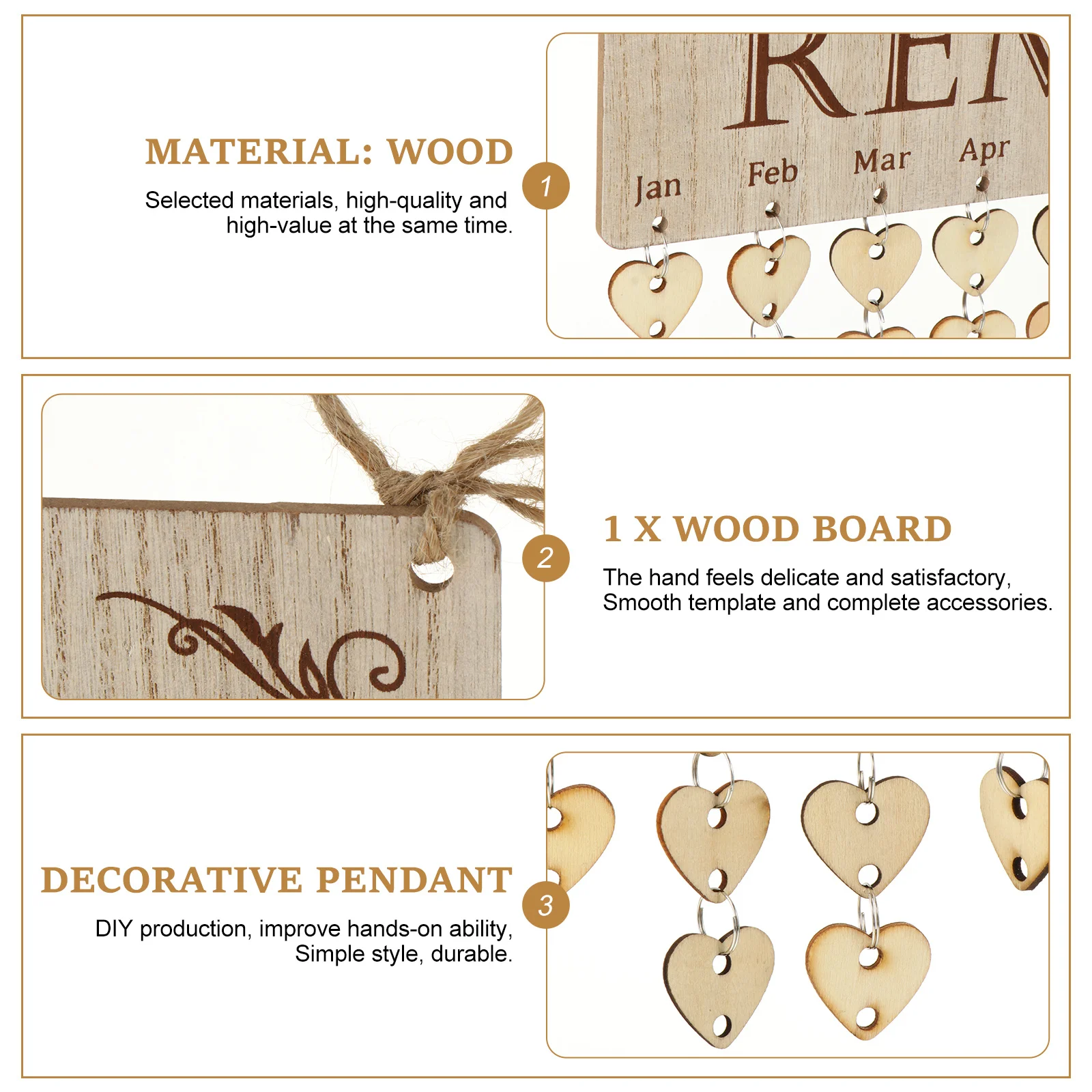 

1Set Wooden Slices Core Calendar DIY Family Birthday Reminder Board Hanging Ornament Wall Decor Birthday Calendar DIY Board