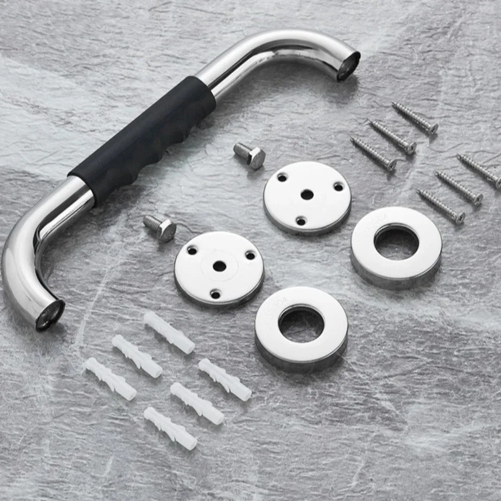 Stainless Steel Shower Handle Silicone Handrails Anti Slip Toilet Handrail Prevent Falls Advanced Auxiliary