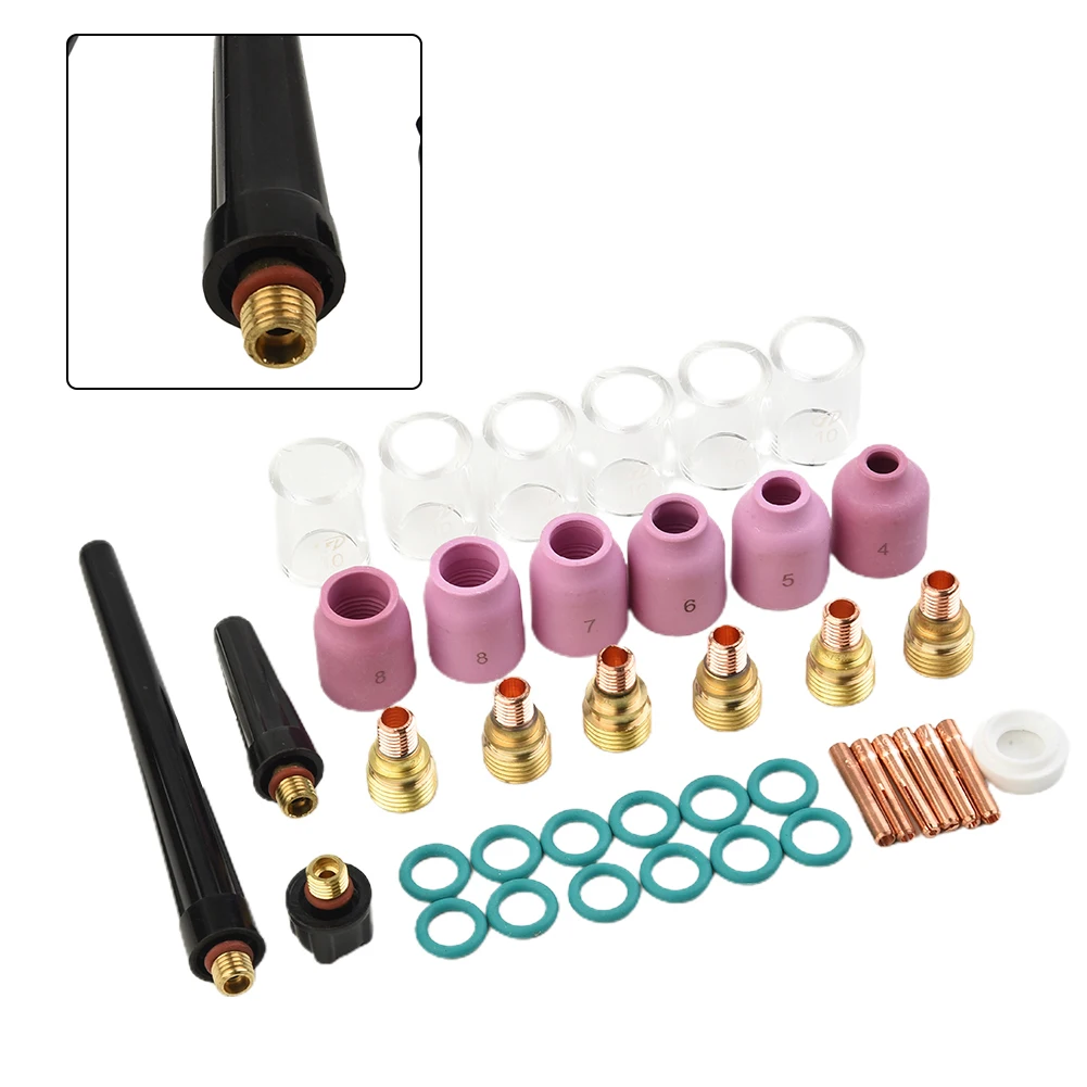 Compatible with Lin coln PTA 9 PTA 9V PTW 20 Tig Welding Torches TIG Welding Torch Collet Gas Lens Glass Cup Kit