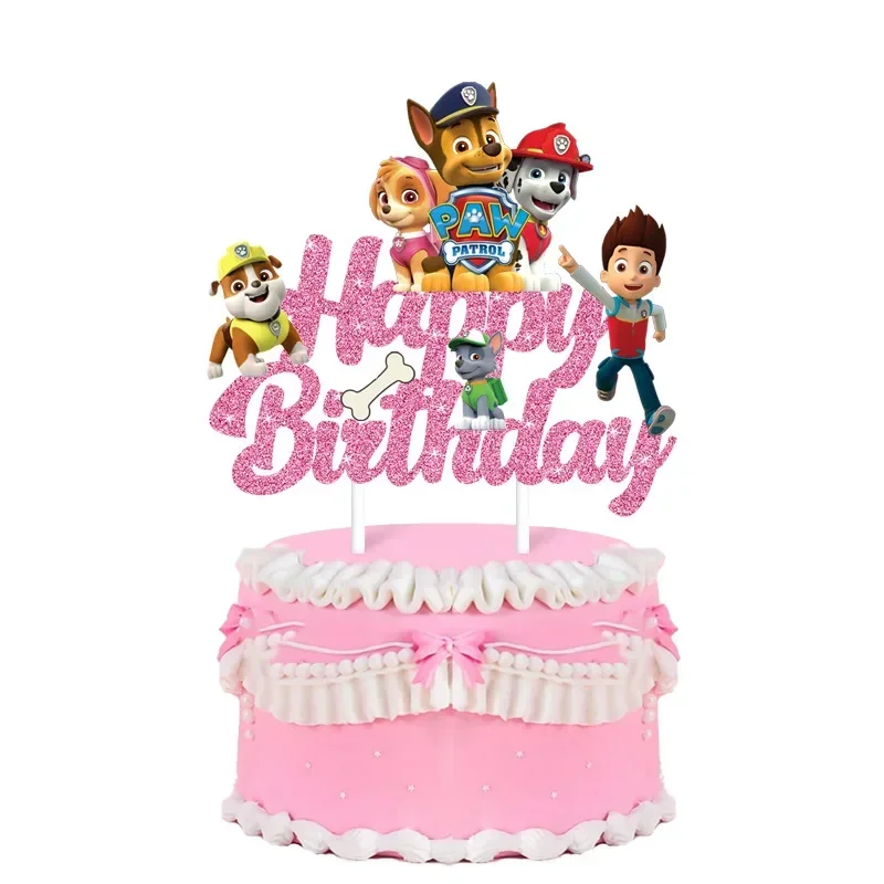 Paw Patrol Happy Birthday Cake Topper for Kids, Cartoon Anime, Chi Cake Topper, Dessert Decorations, Baby Shower, Birthday Party