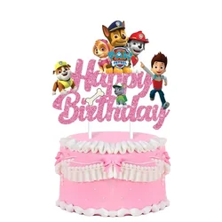 Paw Patrol Happy Birthday Cake Topper Cartoon Anime Cupcake Topper for Kids Birthday Party Cake Dessert Decorations Baby Shower