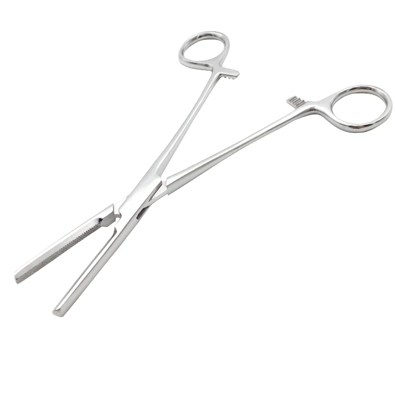 Pinzas de tubo médico para infusión, abrazadera para vasos sanguíneos, hemostáticos fórceps, malla de dientes planos, 18cm, fino