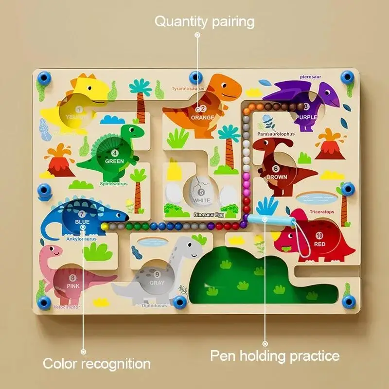 Juegos de clasificación de colores magnéticos Montessori, tablero de laberinto, bolígrafo, juegos de cuentas móviles, Control de madera, juego sensorial, juguetes educativos para niños